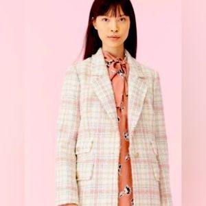 Rebecca Taylor Gabrielle Tweed Blazer in Blush/Cream New with Tags Attached